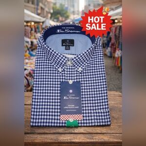 Ben Sherman Navy and White Checkered Oxford Shirt